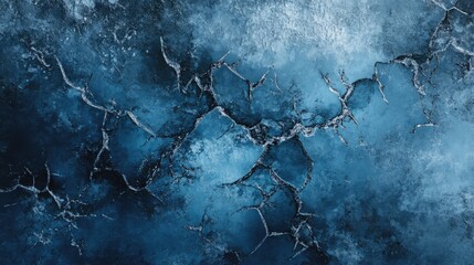 Poster - cracked ice texture on frozen water surface showcasing intricate patterns and cool blue hues for bac