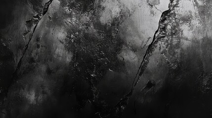 Poster - Textured surface of a weathered wall with cracks and dark tones ideal for backgrounds or abstract designs