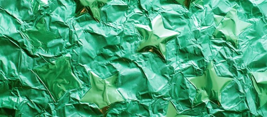 Poster - textured light green metallic foil backdrop featuring a close-up pattern of sparkling stars for crea