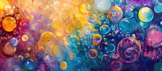 Poster - colorful abstract bubble background with vibrant hues and soft textures suitable for creative and artistic designs