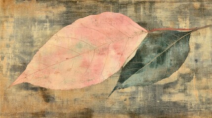 Poster - bi-colored asiatic leaves on textured background showcasing nature's beauty and diversity in shades 