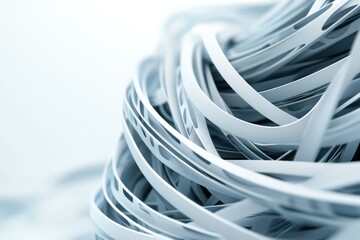 Poster - Intricate arrangement of white paper strips showcasing texture and form in a minimalist setting