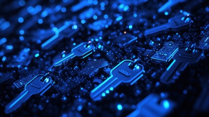 Poster - Blue keys pattern, security themed.