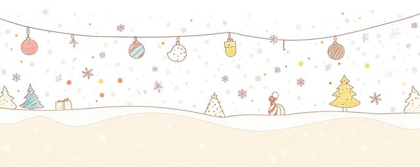 Poster - Festive winter scene with string lights, snow, and gift.