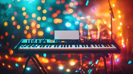 Poster - Synth keyboard on stage with bright bokeh.