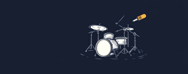 Poster - Sketch of drum set with stick.
