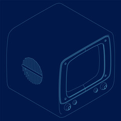 Poster - flat design retro classic tv contour. Isometric view. vector illustration