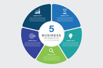 Wall Mural - vector infographic label design with circle infographic template design and 5 options or steps. can 