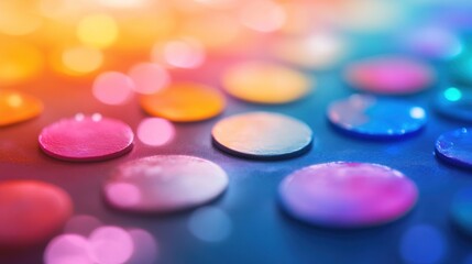 Poster - Blurred colorful circles with bokeh effect.