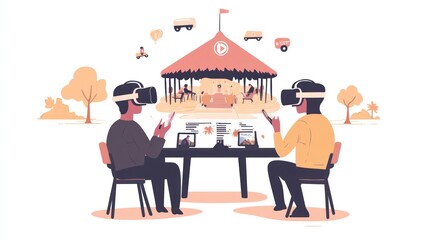 Poster - Two people use VR headsets.