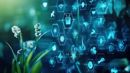 Poster - Nature data overlay, symbols in hexagons.