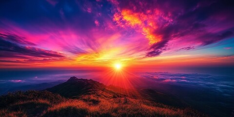 Wall Mural - stunning photo capturing a beautiful colored sunset, showcasing vibrant hues that blend harmoniously