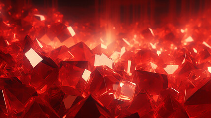 Wall Mural - A crystal cube illuminated in red color
