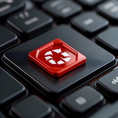Poster - Modern Keyboard Key with Red Icon Featuring Unique Design Element