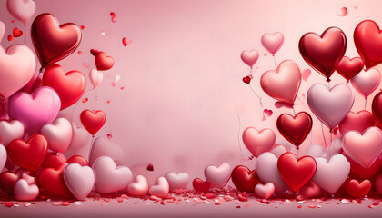 Romantic Red Pink Heart Balloons Valentine s Day Background