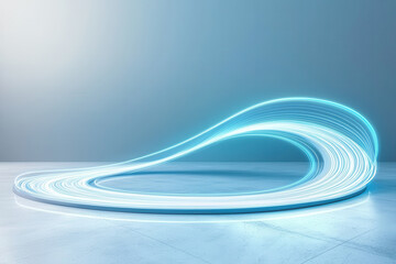 Fototapete - glowing wave of light gracefully extends across smooth surface