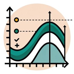 Wall Mural - A colorful graph depicting data trends with peaks, valleys, and markers, illustrating statistical relationships and analysis.