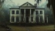 © Power Of Future - An abandoned colonial plantation house in the southern United States, with peeling paint, shattered windows, and moss hanging from nearby trees