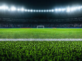 Vibrant soccer field under stadium lights capturing essence of sportsmanship and competition