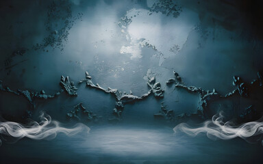 Wall Mural - dreamlike blue abstract artwork with water ripple effect in wall, background design