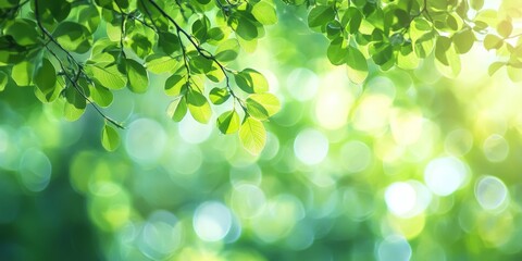 Canvas Print - Natural green bokeh background featuring soft and vibrant green hues created under the shade of trees, perfect for showcasing beautiful green bokeh effects in your projects.