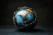 © Michael - Barbed wire encloses globe, representing global conflicts, restrictions, and the need for peace