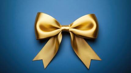 Wall Mural - Gold Bow on Blue Background