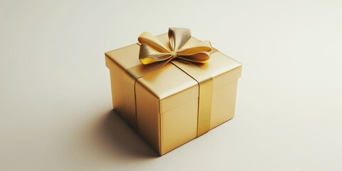 Wall Mural - Gold Gift Box with Gold Bow