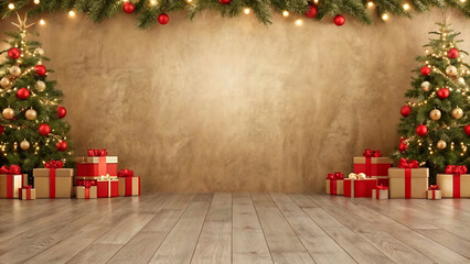 Wall Mural - christmas tree and gifts