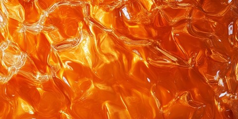 Leinwandbilder - Bright orange water texture on glass creates a striking visual. The vibrant water texture on glass showcases fascinating patterns and reflections in bright orange hues, enhancing the aesthetics.