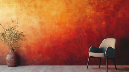 Poster - A vibrant rough texture wallpaper in warm tones of red and orange, with a rugged appearance.