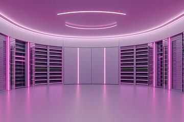 Poster - register and enrollment record management, detailed database being updated, glowing screens, organized data visualization, modern data room, cool-toned theme with neon accents