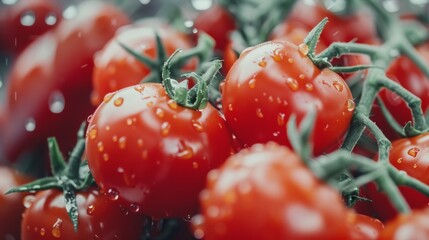 Canvas Print - Close-up of ripe red tomatoes on the vine