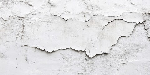 Canvas Print - Cracks visible on the white cement wall highlight the texture and structural wear, showcasing the details of the white cement wall s surface and its aging aesthetics.