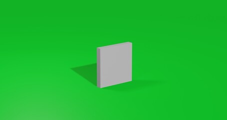 Poster - Isolated realistic white rectangle front view with shadow. 3d illustration on green chroma key background