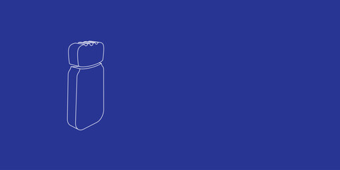 Poster - The outline of a large pepper shaker symbol made of white lines on the left. 3D view of the object in perspective. Vector illustration on indigo background