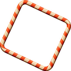 Christmas rectangular frame from candy cane. Red white straight lines color. Realistic 3d design Decoration New Year Holiday elements. Xmas Striped candy cane border. vector illustration