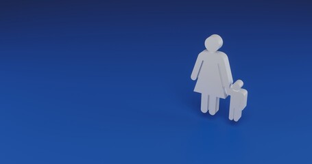 Poster - Isolated realistic white woman with child symbol with shadow. Located on the right side of the scene. 3d illustration on transparent background