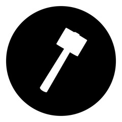 Poster - A mallet symbol in the center. Isolated white symbol in black circle. Illustration on transparent background