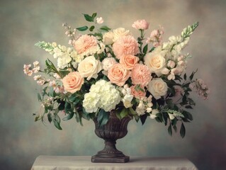 Wall Mural - Pink and White Flowers in Vase