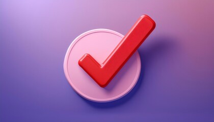 Poster - A vibrant illustration of a red checkmark symbol on a circular background, representing approval or completion.