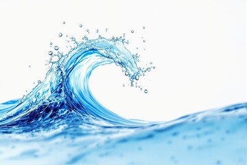 Poster - Wave splashing with water droplets on a light background.