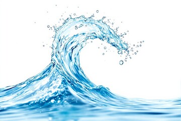 Poster - Water wave with splashes on a white background.