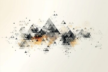 Poster - A mountain range is shown in a black and white photo with a lot of triangles