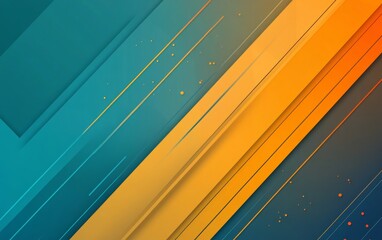 Poster - A blue and orange striped background with a splash of red
