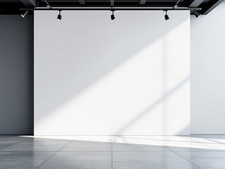 Poster - Minimalistic interior with white wall and light shadows.