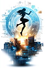 Poster - Dynamic leap into the future a futuristic cityscape with technology and innovation urban environment vibrant viewpoint