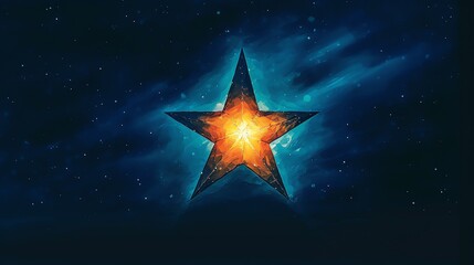 Wall Mural - Glowing star in dark space.
