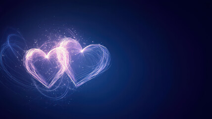 Poster - Artistic glowing hearts in opposite corners create romantic atmosphere