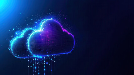 Poster - Dynamic cloud computing system with vibrant glowing elements